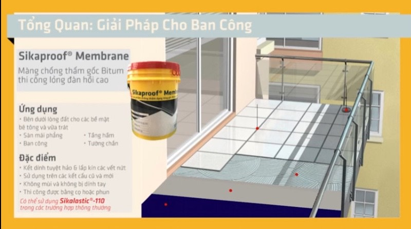 Màng lỏng chống thấm sân thượng gốc bitum SIKAPROOF MEMBRANE